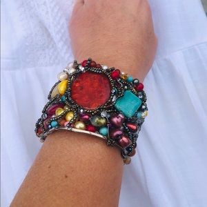 Anthropologie Beaded Wire Bracelet